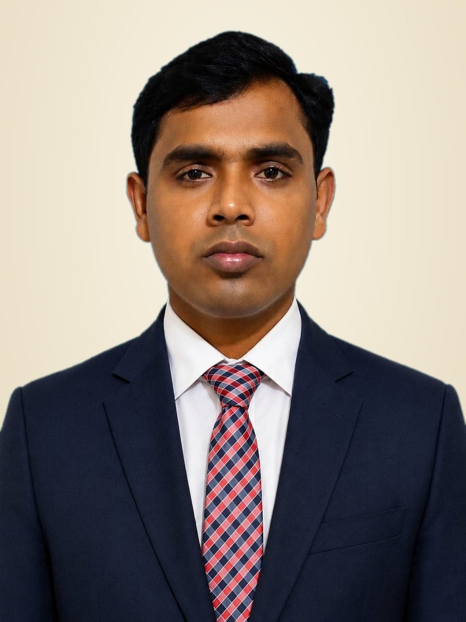 গাঢ় স্যুটে কর আইনজীবী রতন সরকারের প্রতিকৃতি